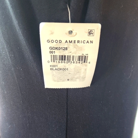 🏷️GOOD AMERICAN Black Sleeveless Mock Neck Stretch Jersey Midi Dress Size 5 - Picture 9 of 9